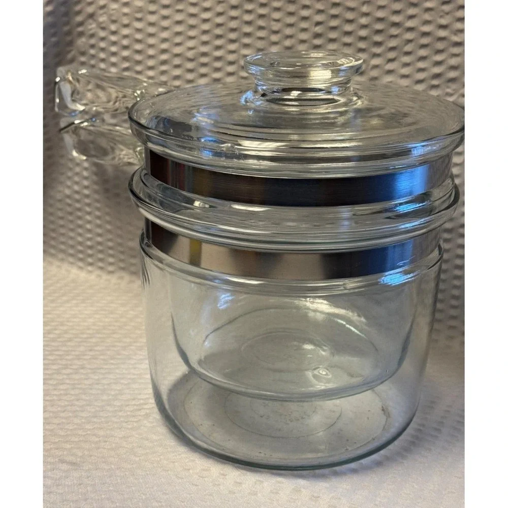 Vintage PYREX 6283 Flameware Inner Pot  Glass Double Boiler W/ Lid 1.5 Quart